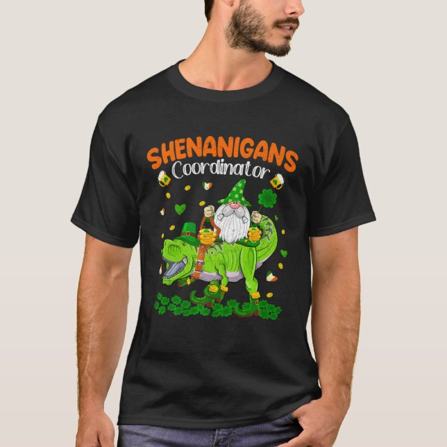 Camiseta Shenanigans Coordinator St Patrick's Day Dinosaur  (Frente)