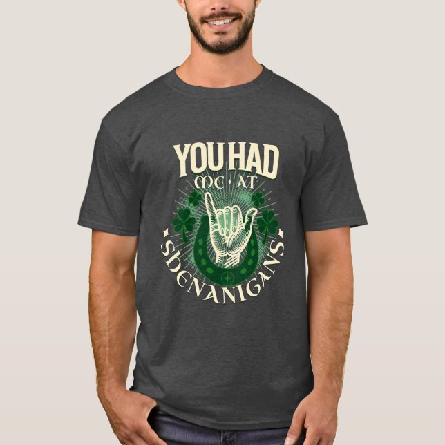 Camiseta Shenanigans Punny Rua. Dia de Patrick (Frente)