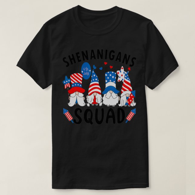 Camiseta Shenanigans Squad 4 De Julho Gnomos EUA Independe (Frente do Design)
