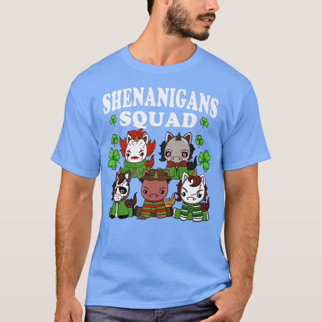 Camiseta Shenanigans Squad Dia de São Patrício Chibi Horror (Frente)