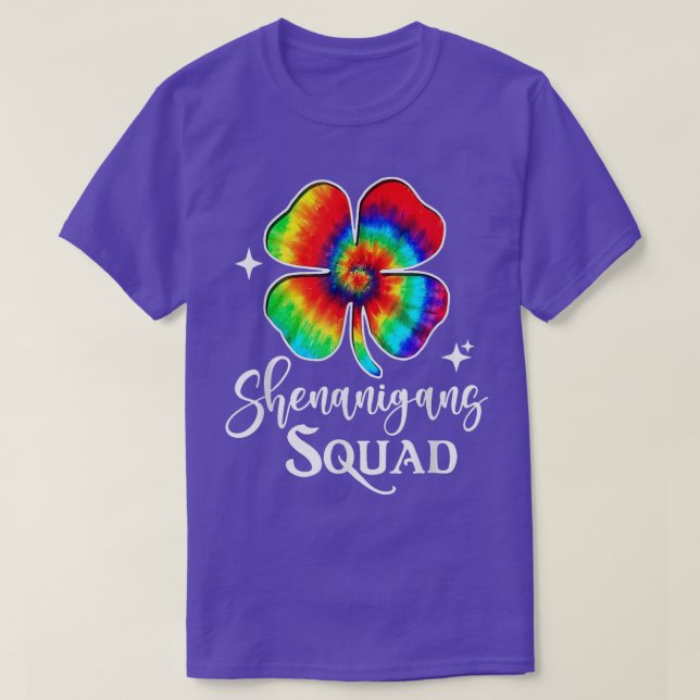 Camiseta Shenanigans Squad Engraçado Rua Irlandesa Tie Dye  (Frente do Design)