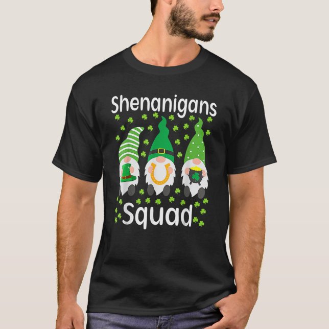 Camiseta Shenanigans Squad Gnomes Shamrock Happy St Patrick (Frente)