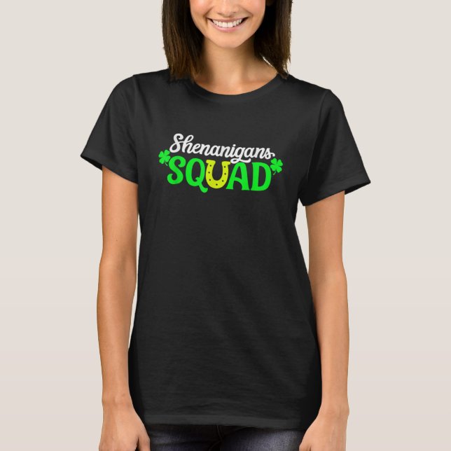 Camiseta Shenanigans Squad Irish Retro Shamrock Rua Patrick (Frente)