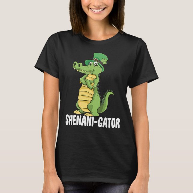 Camiseta Shenanigator Saint Patrick Day Irish Alligator Ela (Frente)
