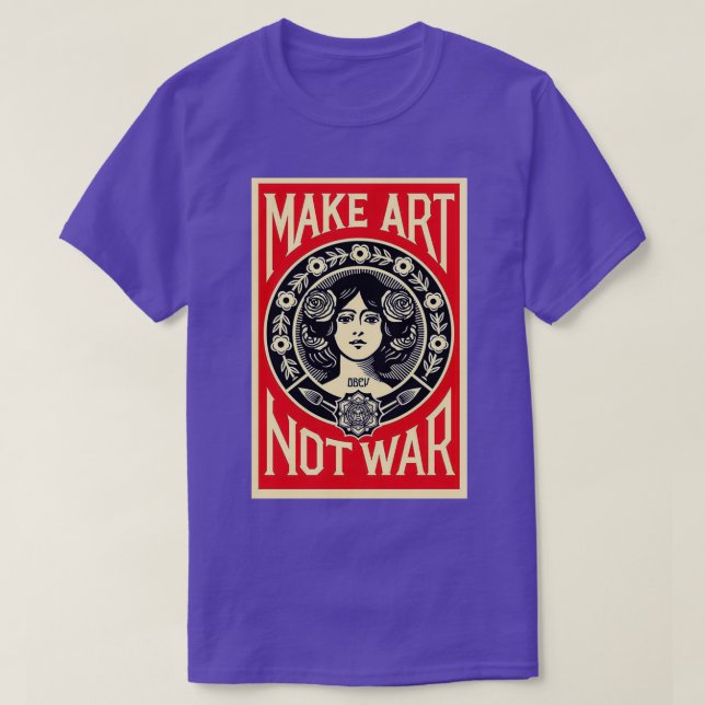 Camiseta shepard fairey faz arte não guerra (Frente do Design)