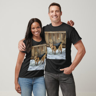 Camiseta Shepheard Alemão In The Snow Basic Dark T Shirt
