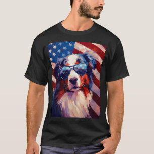 Camiseta Shepherd australiano 4 de julho bandeira americana