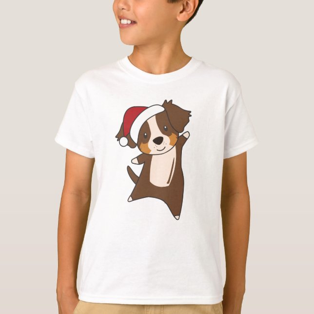 Camiseta Shepherd australiano Feliz Natal Inverno (Frente)