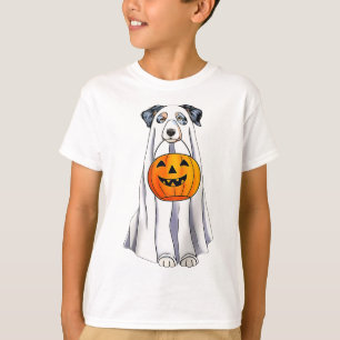 Camiseta Shepherd Australiano Halloween Engraçado Fantasma