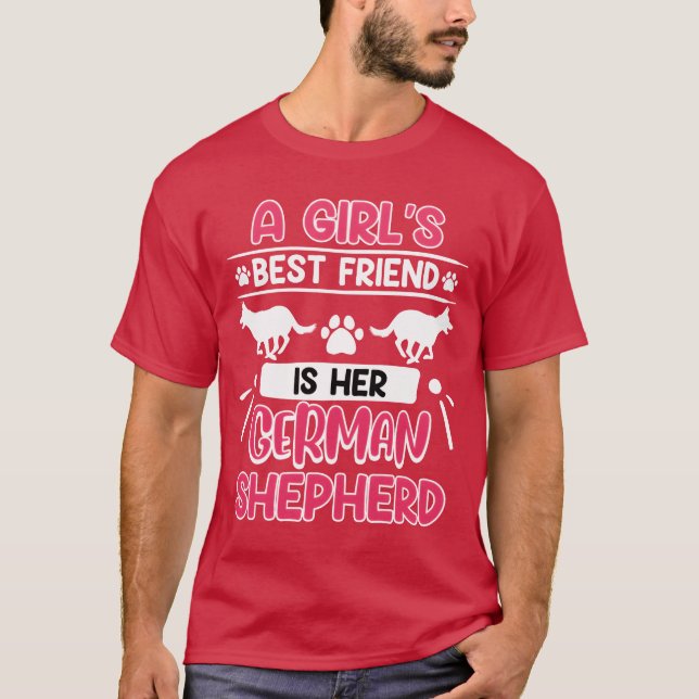 Camiseta Shepherd Dog GIRLS MELHOR AMIGO É SUA vinta ALEMÃ (Frente)