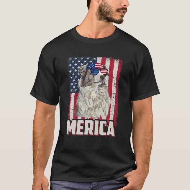 Camiseta Shepherd EUA Flag Merica 4 De Julho (Frente)
