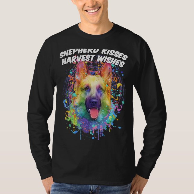 Camiseta Shepherd Kisses Harvest Wishes German Shepherd Ani (Frente)