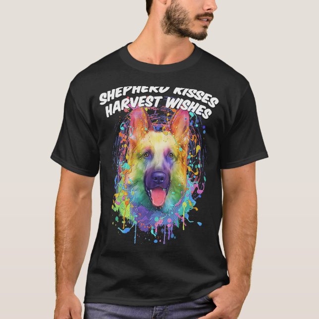 Camiseta Shepherd Kisses Harvest Wishes German Shepherd Ani (Frente)