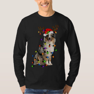 Camiseta Shepherd Reindeer australiano Luzes de Natal Funn