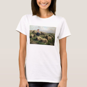 Camiseta Shepherdess com carneiros em uma paisagem