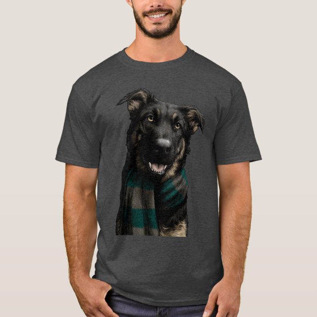 Camiseta Sheprador vestindo um cachecol (Frente)