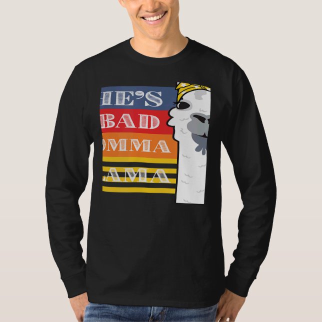 Camiseta She's a Bad Momma Llama For Women  Animal  Retro 2 (Frente)