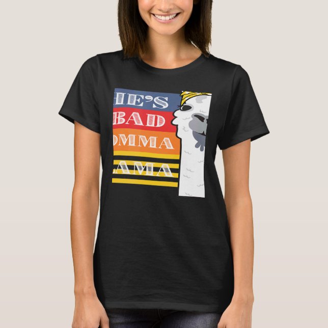Camiseta She's a Bad Momma Llama For Women  Animal  Retro 2 (Frente)