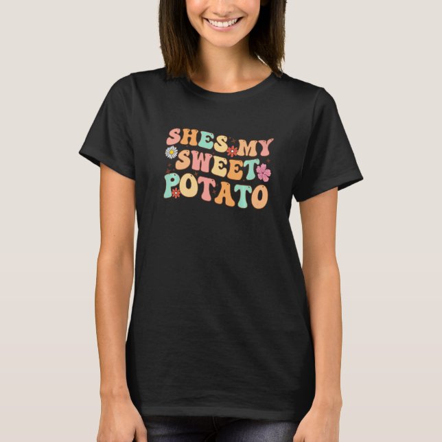 Camiseta Shes My Sweet Potato I Yam Set Thanksgiving Couple (Frente)