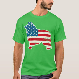 Camiseta Shetland Sheepdog American Flag 4th of July for Me