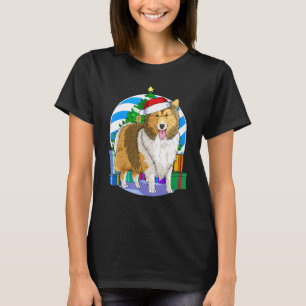 Camiseta Shetland Sheepdog Cachorro-Cachorro Papai noel de
