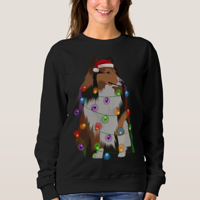 Camiseta Shetland Sheepdog Christmas Lights Sheltie (Frente)