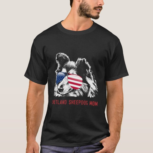 Camiseta Shetland Sheepdog Mãe Cachorro Puppy Usa (Frente)