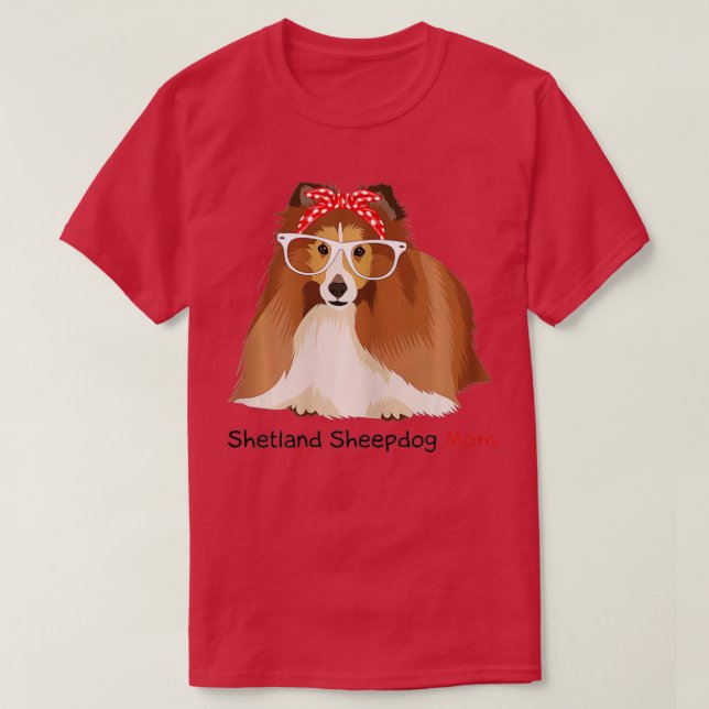Camiseta Shetland Sheepdog Mom Bandana Womens Sheltie Dog  (Frente do Design)