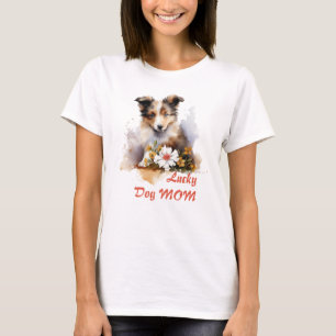 Camiseta Shetland Sheepdog Puppy Pet Watercolor Fllower