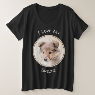 Camiseta Shetland Sheepdog Puppy Pintura Original