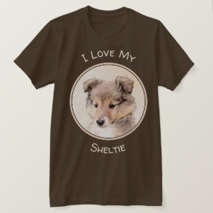 Camiseta Shetland Sheepdog Puppy Pintura Original