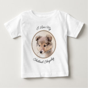 Camiseta Shetland Sheepdog Puppy Pintura Original