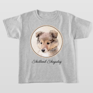 Camiseta Shetland Sheepdog Puppy Pintura Original