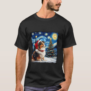 Camiseta Shetland Sheepdog Starry Night Van Gogh