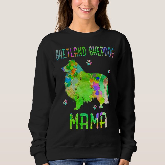 Camiseta Shetland Shepdog Mama Colorida Mãe (Frente)