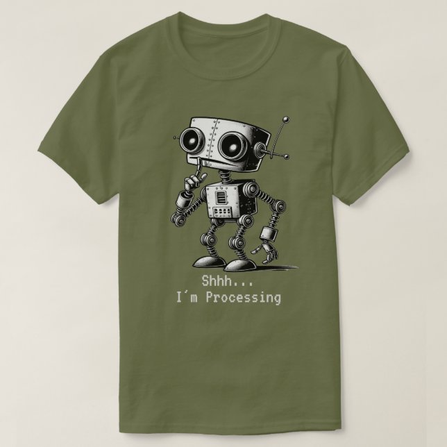 Camiseta Shhh Robot – Shhh… Estou Processando (Frente do Design)