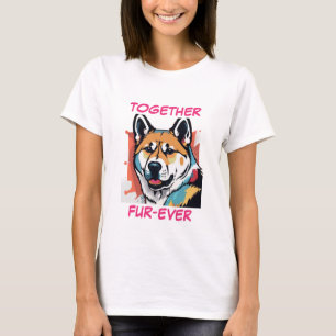 Camiseta Shiba Akita Inu Pastel Colorful Abstrato Dog Art