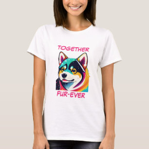 Camiseta Shiba Akita Inu Pastel Colorful Abstrato Dog Art