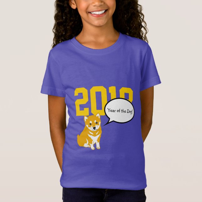 Camiseta Shiba Cachorro Ano Chinês Zodiac Aniversário Púrpu (Frente)
