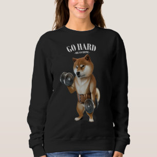 Camiseta Shiba Dog Muscle Training With Dumbbell In Malhaçã