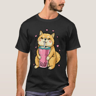 Camiseta Shiba Inu Bebendo De Cachorro Bolha Tea Shiba Pupp