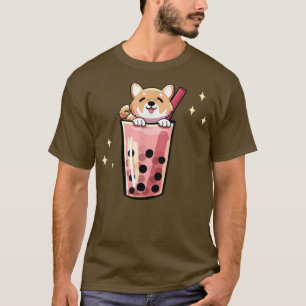 Camiseta Shiba Inu Boba Bubble milk Tea Kawaii Cão Japonês