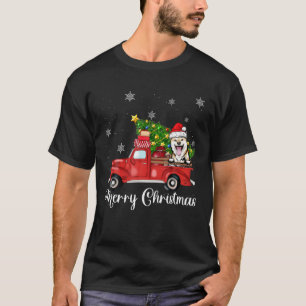 Camiseta Shiba Inu Cachorro Andando Caminhão Vermelho Natal