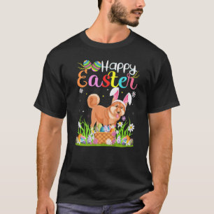 Camiseta Shiba Inu Cachorro Coelho Ovo Caçando Shiba Inu Ha