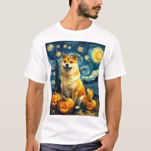Camiseta Shiba Inu Cachorro Fofo Dia das Bruxas Jack O Lant