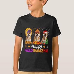 Camiseta Shiba Inu Cachorro Halloween Hallothanksmas 1