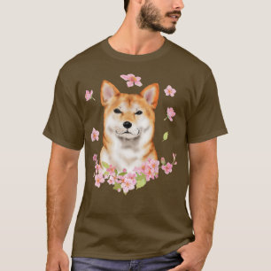 Camiseta Shiba Inu Cachorro Japonês Flor Sakura Blossom