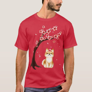 Camiseta Shiba Inu Cachorro Japonês Flor Sakura Blossom