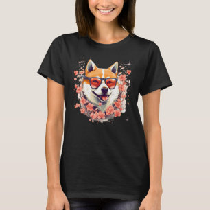 Camiseta Shiba Inu Cachorro Japonês Flor Sakura Blossom