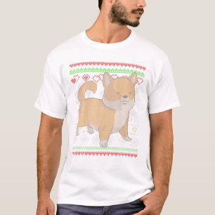 Camiseta Shiba Inu Cachorro Papai Noel Noel Feio Padrão de